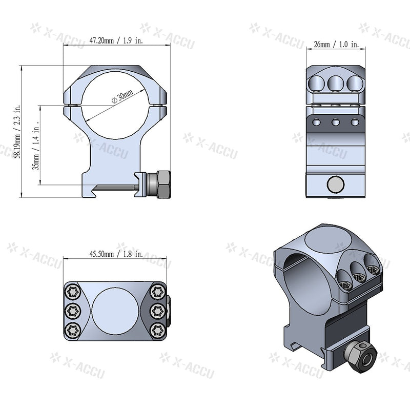 將圖片載入到圖庫檢視器中, 30mm X-Accu 1.4" Medium Profile Picatinny Scope Rings - Vector Optics Online Store