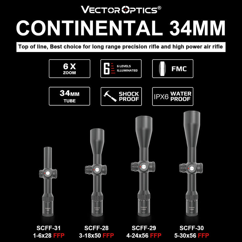 Cargue la imagen en el visor de la galería, 34mm Continental 1-6x28 FFP LPVO (SCFF-31)