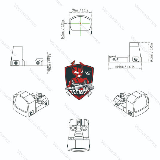 Frenzy-S 1x17x24 MOS Multi Reticle Red Dot Sight (SCRD-M43)
