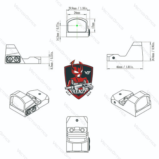 Frenzy 1x17x24 Pistol Green Dot Sight (SCRD-G19II)