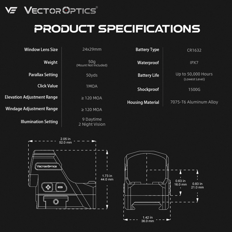 Load image into Gallery viewer, Vector Optics Global Frenzy FLEX 1x24x29 SPECIFICATIONS