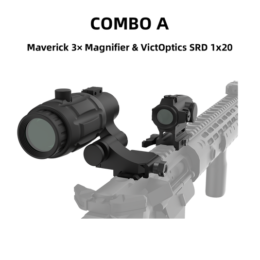 Maverick 3× Magnifier Combo with 1×20/23/30 Red Dot – 3/3.5 MOA, Multi-Level Illumination & Reticle