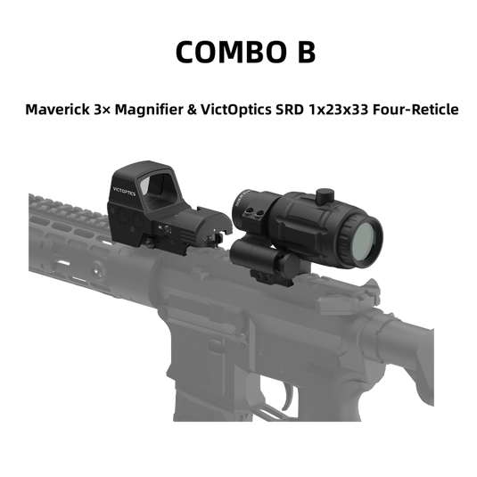Maverick 3× Magnifier Combo with 1×20/23/30 Red Dot – 3/3.5 MOA, Multi-Level Illumination & Reticle