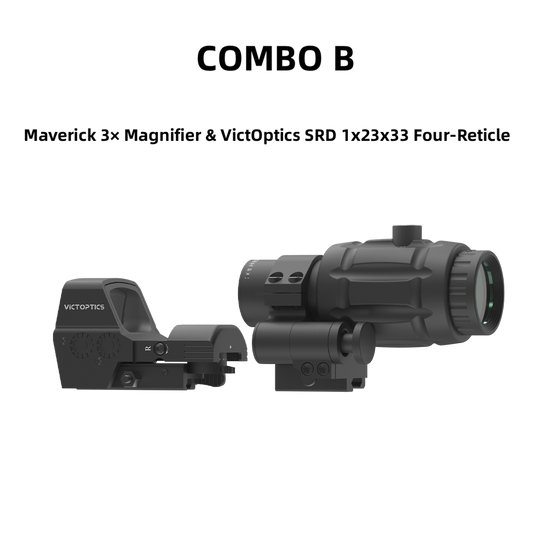 Maverick 3× Magnifier Combo with 1×20/23/30 Red Dot – 3/3.5 MOA, Multi-Level Illumination & Reticle