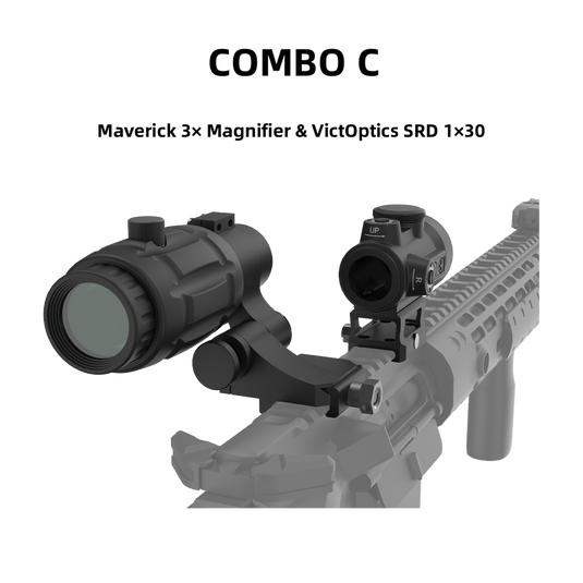 Maverick 3× Magnifier Combo with 1×20/23/30 Red Dot – 3/3.5 MOA, Multi-Level Illumination & Reticle