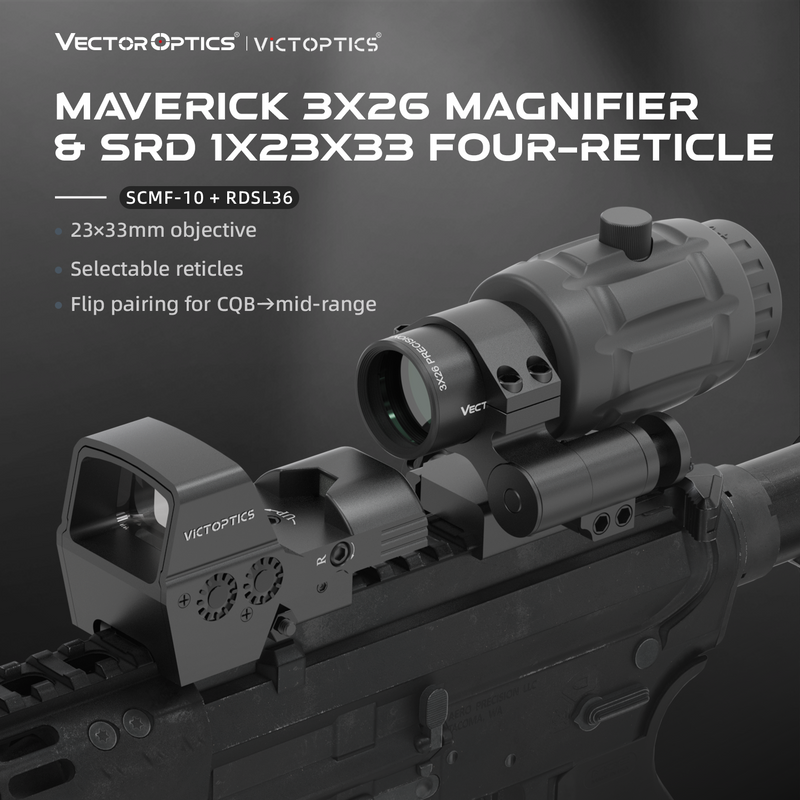 Load image into Gallery viewer, Maverick 3× Magnifier Combo with 1×20/23/30 Red Dot – 3/3.5 MOA, Multi-Level Illumination & Reticle