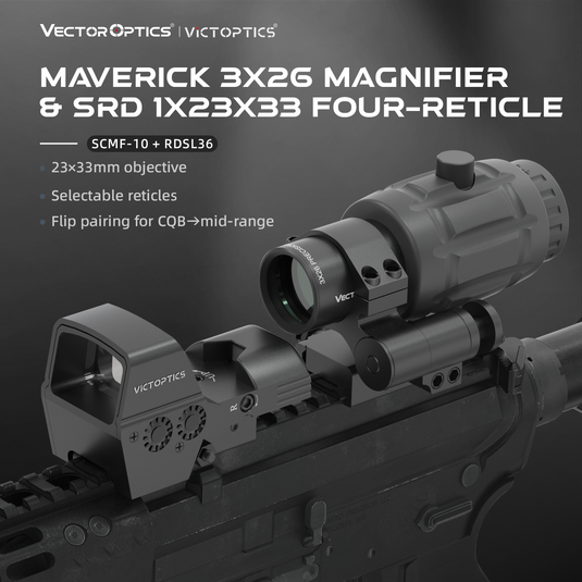 Maverick 3× Magnifier Combo with 1×20/23/30 Red Dot – 3/3.5 MOA, Multi-Level Illumination & Reticle