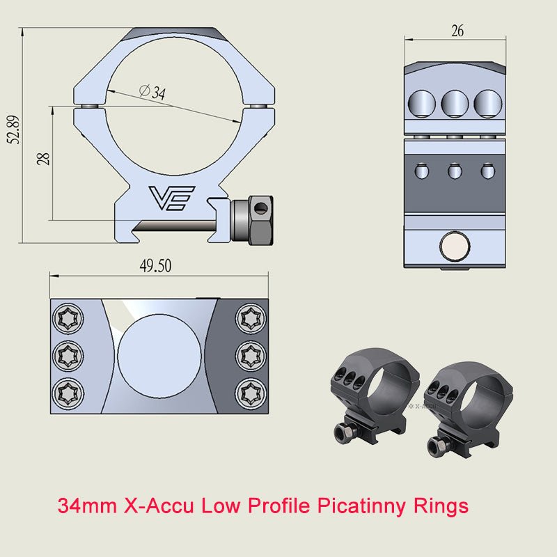 Cargue la imagen en el visor de la galería, X-Accu Mighty 34mm Scope Rings - Vector Optics Online Store