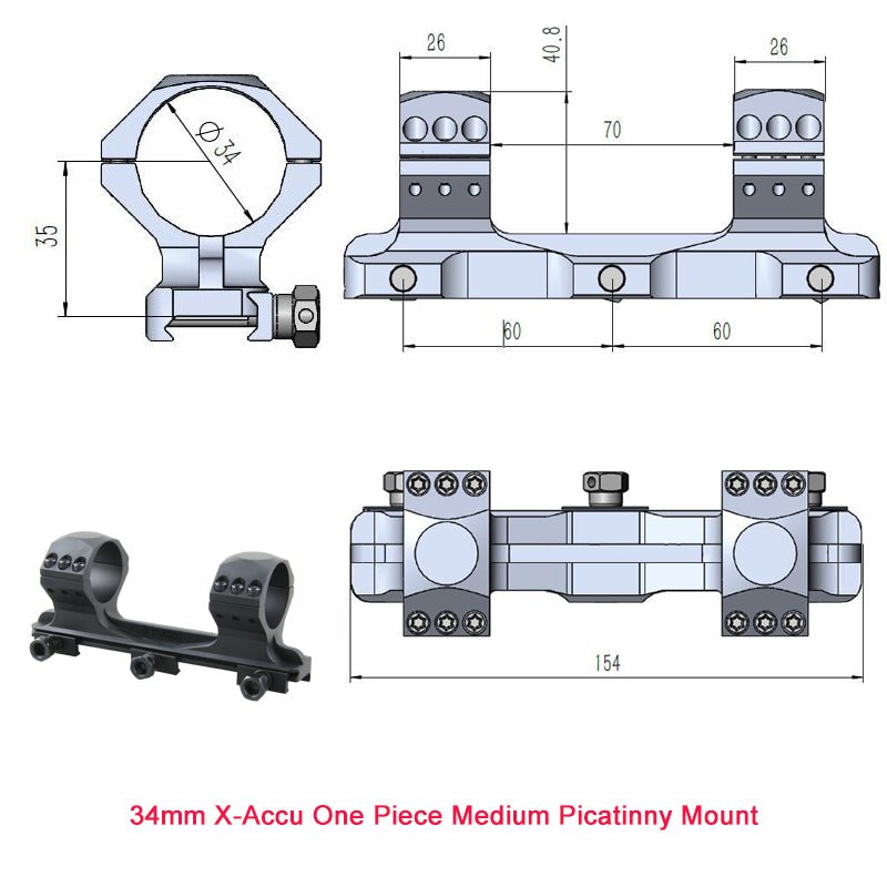 Cargue la imagen en el visor de la galería, X-Accu Mighty 34mm Scope Rings - Vector Optics Online Store