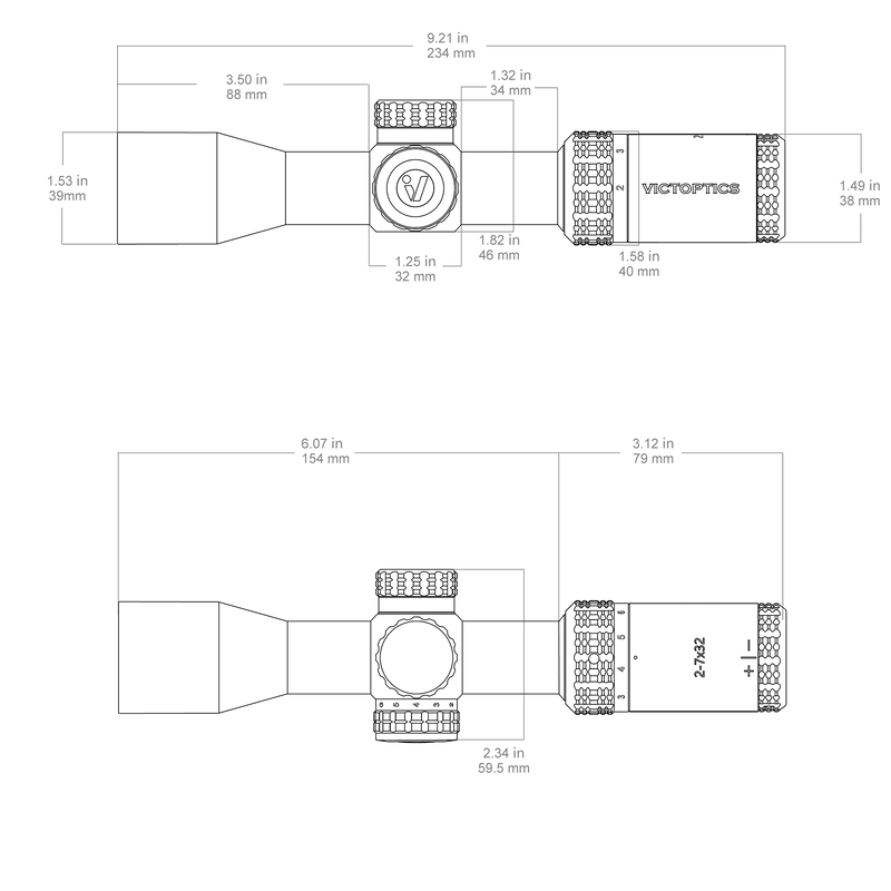 Cargue la imagen en el visor de la galería, 1” Monotube | VictOptics SOI 2-7x32 Rifle Scope (VIOC-02)
