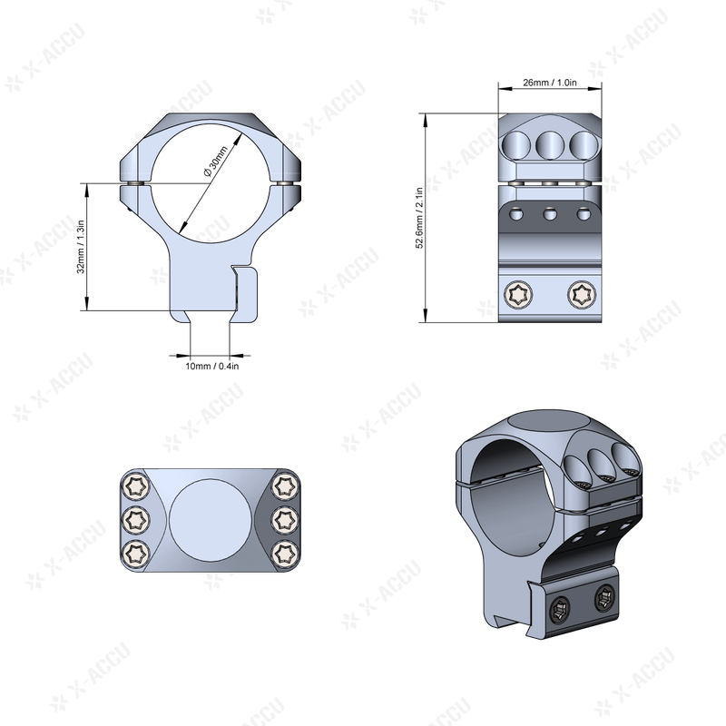 將圖片載入到圖庫檢視器中, 30mm X-Accu 1.25in Profile Dovetail Scope Rings - Vector Optics Online Store