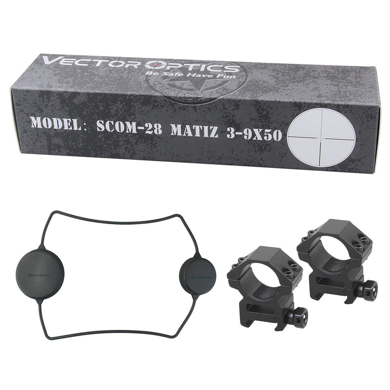 Cargue la imagen en el visor de la galería, Vector Optics Matiz 3-9x50 E 25.4mm 1 Inch Hunting Rimfire Rifle Scope Etched Glass #4 Reticle Illuminated w/ Edge to Edge Image