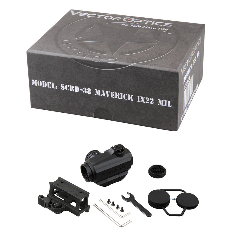 ギャラリービューアに画像をロードする, Vector Optics Maverick AR15 M4 1x22 Tactical Red Dot Scope Sight with 20mm Quick Release High Riser Picatinny Mount Base