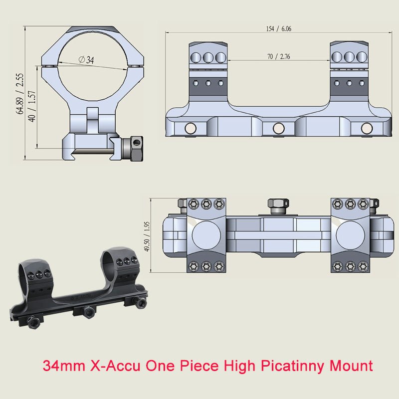 Cargue la imagen en el visor de la galería, X-Accu Mighty 34mm Scope Rings - Vector Optics Online Store