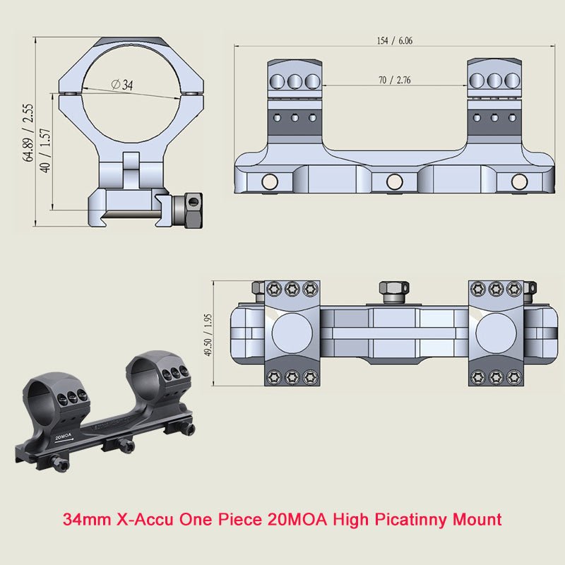 Cargue la imagen en el visor de la galería, X-Accu Mighty 34mm Scope Rings - Vector Optics Online Store