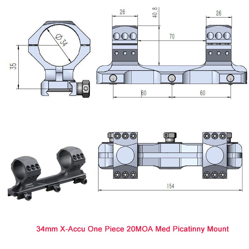 Cargue la imagen en el visor de la galería, X-Accu Mighty 34mm Scope Rings - Vector Optics Online Store