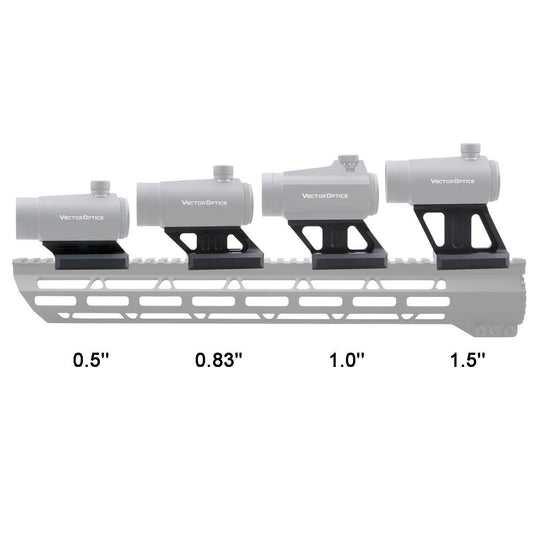 0.5" Profile Cantilever Picatinny Riser Mount and four maginifer