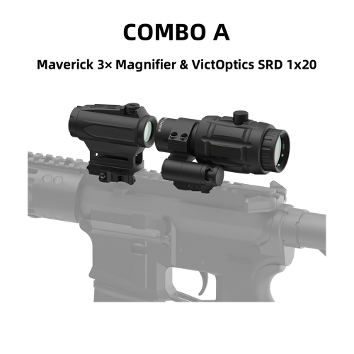Maverick 3× Magnifier Combo with 1×20/23/30 Red Dot – 3/3.5 MOA, Multi-Level Illumination & Reticle
