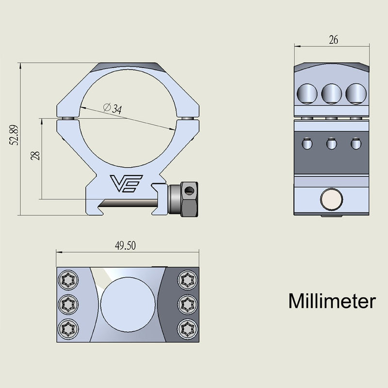 Load image into Gallery viewer, 34mm X-ACCU Scope Ring Low - Vector Optics Online Store
