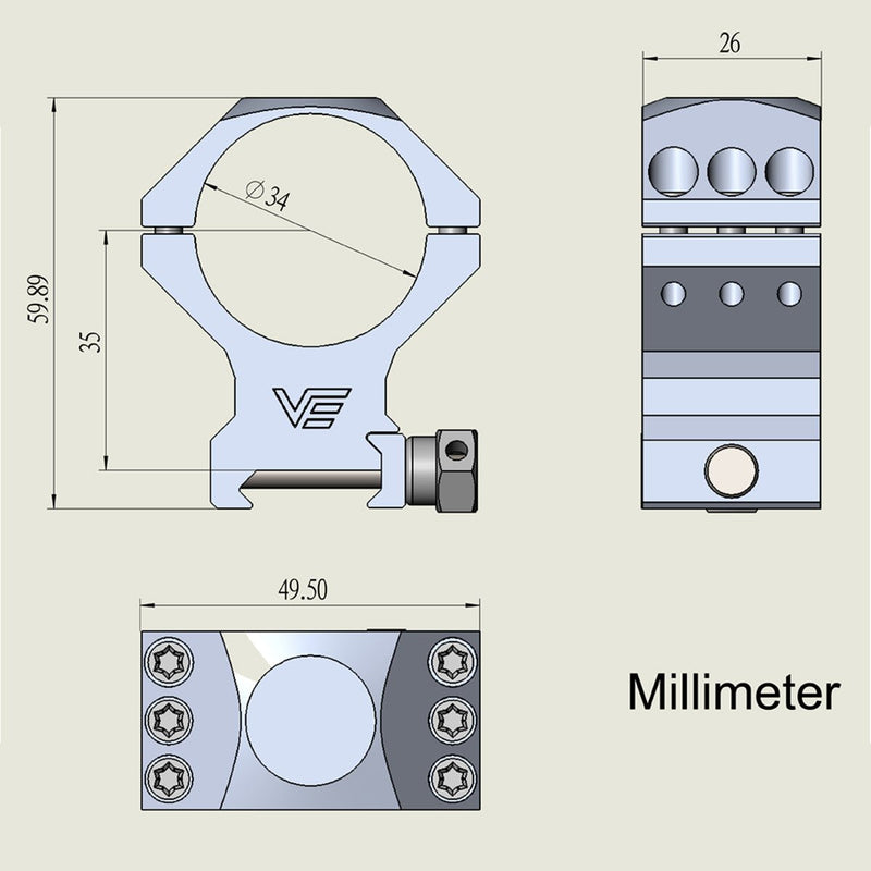 Load image into Gallery viewer, 34mm X-ACCU Scope Ring Medium - Vector Optics Online Store
