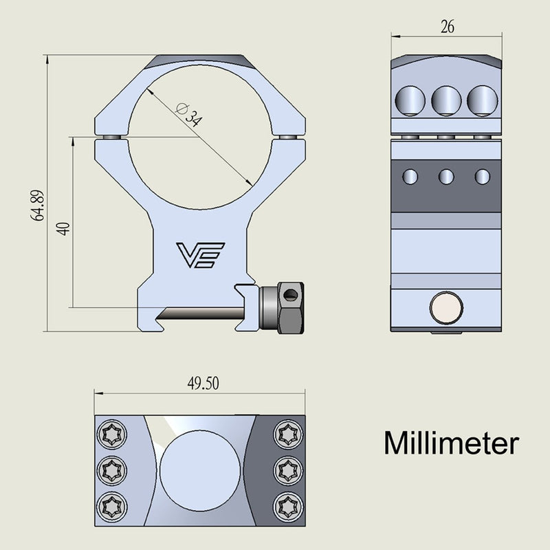 갤러리 뷰어에 이미지 로드, 34mm X-ACCU Scope Ring High - Vector Optics Online Store
