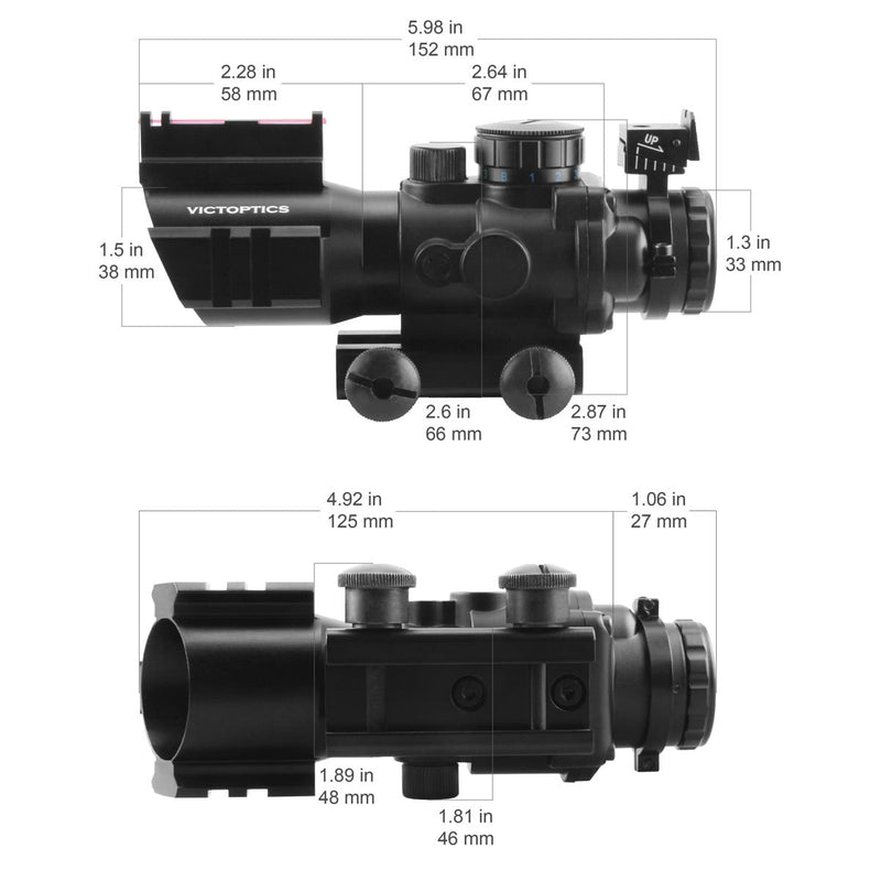 갤러리 뷰어에 이미지 로드, Victoptics C1 섬유 조준경 4x32 프리즘 라이플스코프
