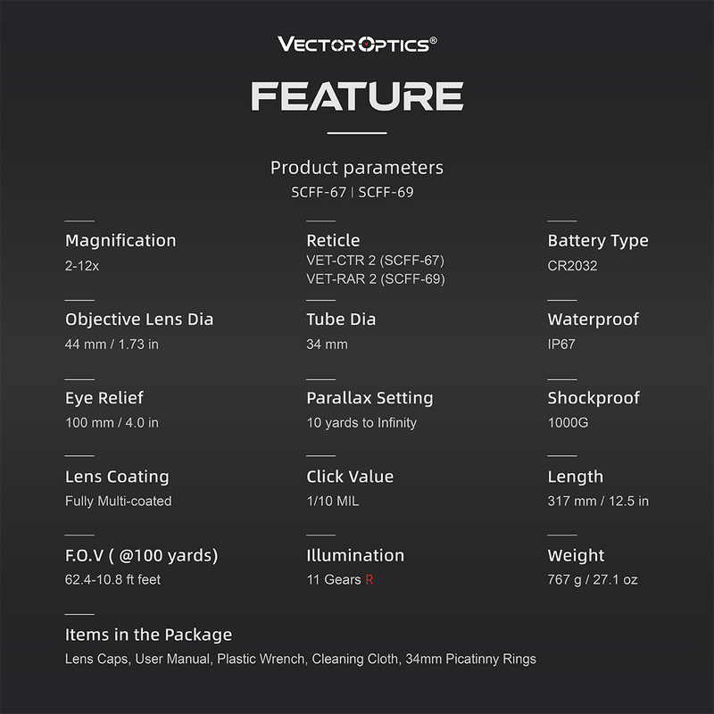 將圖片載入到圖庫檢視器中， Continental X6 2-12x44 FEATURE
