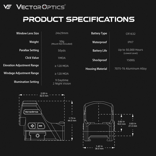 Vector Optics Global Frenzy FLEX 1x24x29 SPECIFICATIONS