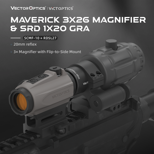 Maverick 3× Magnifier Combo with 1×20/23/30 Red Dot – 3/3.5 MOA, Multi-Level Illumination & Reticle