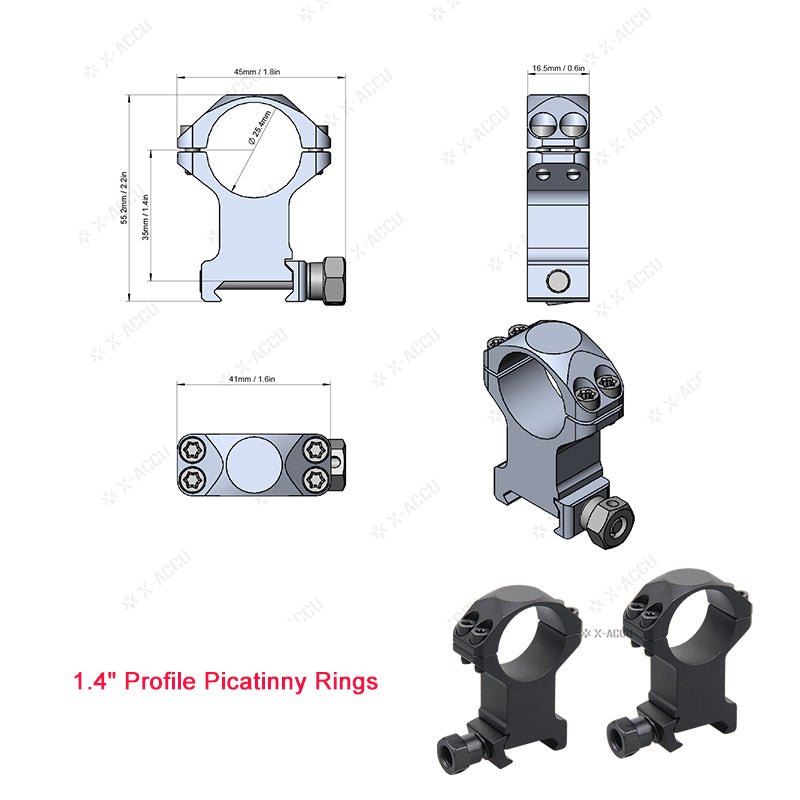 갤러리 뷰어에 이미지 로드, X-Accu 25.4mm/30mm/34mm Scope Rings - Vector Optics Online Store
