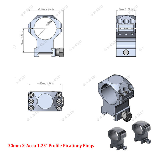 X-Accu 마이티 30mm 스코프 링