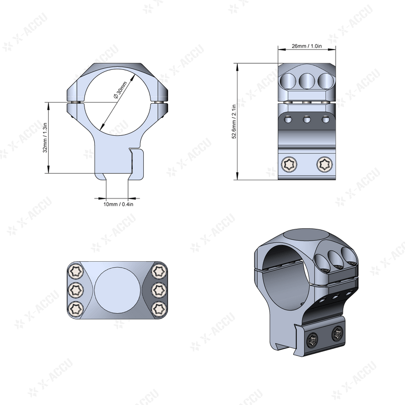 Load image into Gallery viewer, 30mm X-Accu 1.25in Profile Dovetail Scope Rings - Vector Optics Online Store
